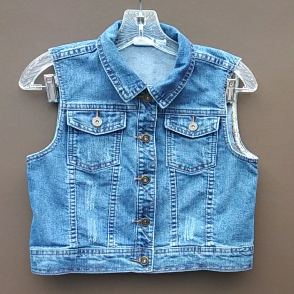 Cato Girl Destroyed Jean Vest Sz 16